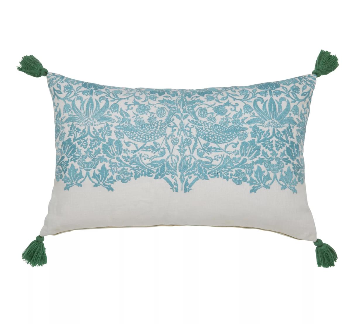 Strawberry Thief Bolster Cushion By Morris Co In Teal Blue